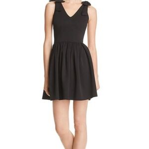 NWT Aqua Black Mini Dress Bow Detail Shoulders Sz M Bloomingdale’s Fit & Flair